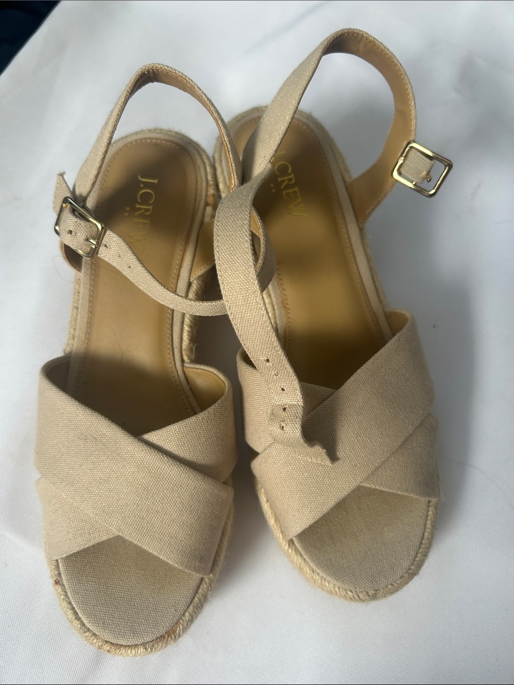 J. Crew Beige Canvas Espadrille Sandals